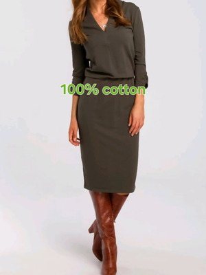 Stylove dress new, cotton, olive brown, size M