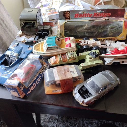 Vintage toy collection used, including Matchbox, Norev, Pilen, and remote controls