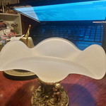 Glass bowl on metal base like new