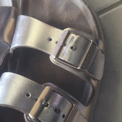 Birkenstock Arizona sandals used, size 36, rose gold copper