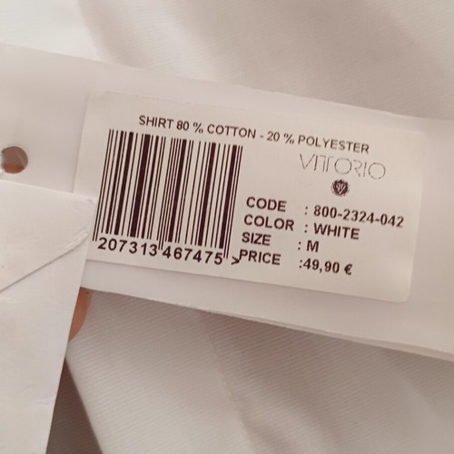 VITTORIO White Cotton Blend Shirt Size M New with Tags
