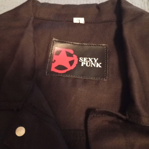 Denim sleeveless jacket, large size, black, mint condition