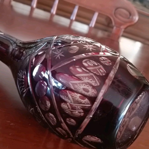 Vintage crystal carafe used, 30 cm height