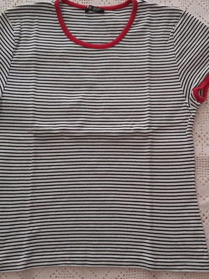 Striped short-sleeve blouse like new, size S, black and white