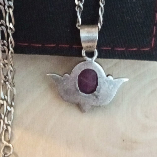 925 Mexico silver necklace used with semi-precious ruby stone