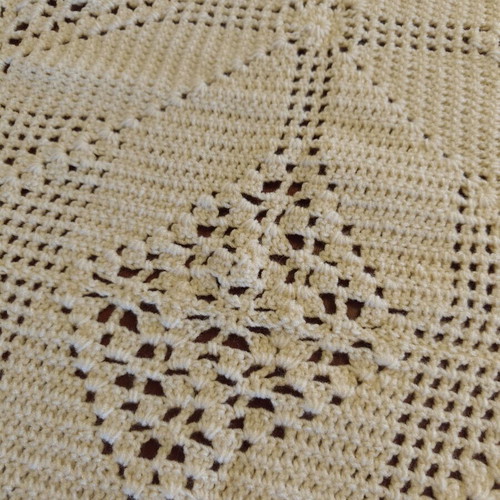 Woolen handmade knitted blanket beige 200x240 cm like new