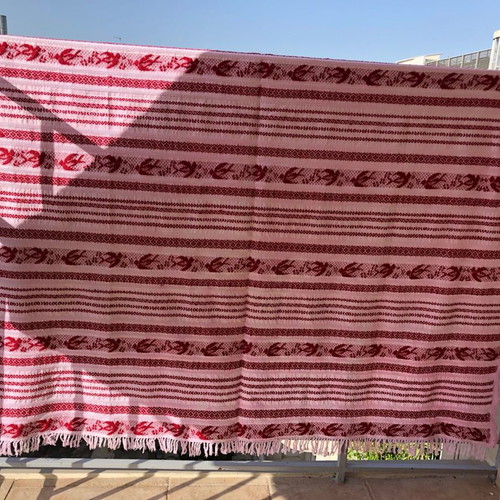 Wool bed sheet new traditional with knitted lace and fringes