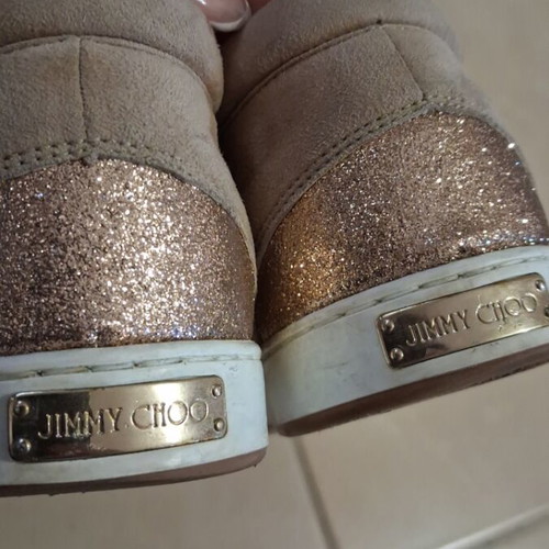Jimmy Choo sneakers like new for narrow feet, beige and gold