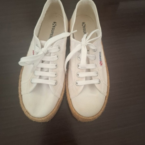 Superga sneakers like new, white with platform sole