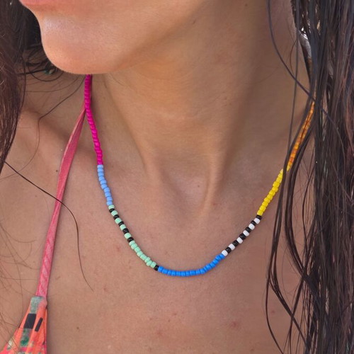 Handmade colorful beaded necklace, summer style