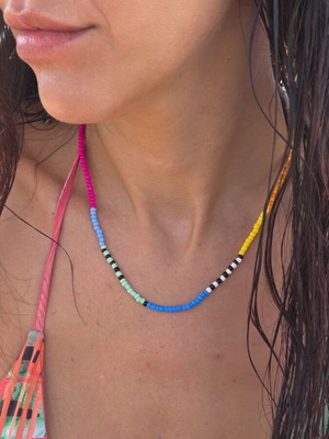 Handmade colorful beaded necklace, summer style