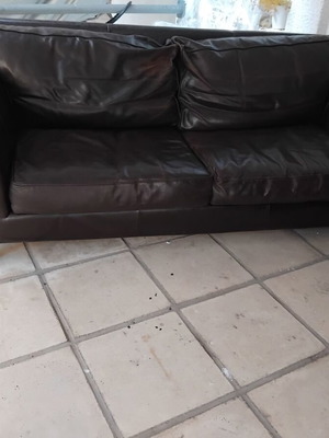 Leather 4-seater sofa