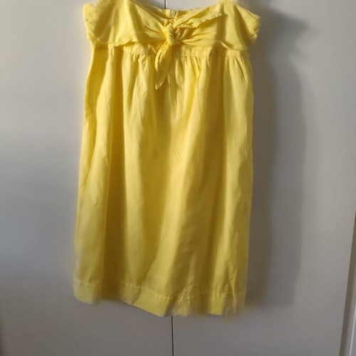 Lola summer dress yellow cotton batiste with stripe, size XS 34