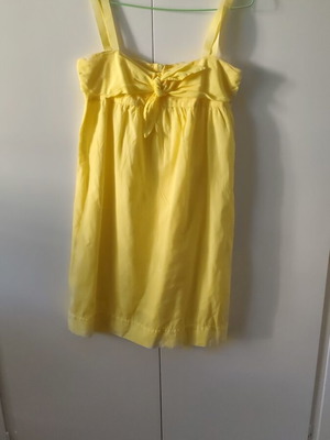 Lola summer dress yellow cotton batiste with stripe, size XS 34