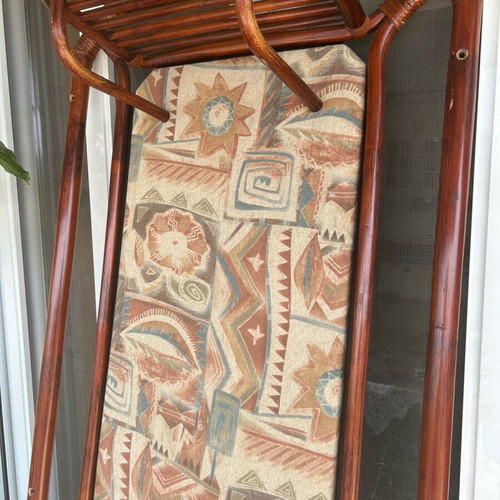 Bamboo Wall-Mounted Coat Rack used, dark brown color