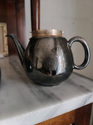 Silver teapot and 2 tea glasses like new, Malabar Hill Club Bombay 1970