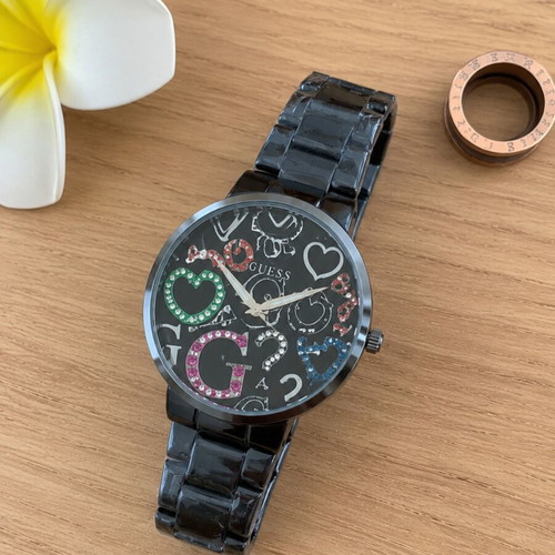 Guess women's black watch with colorful crystals new