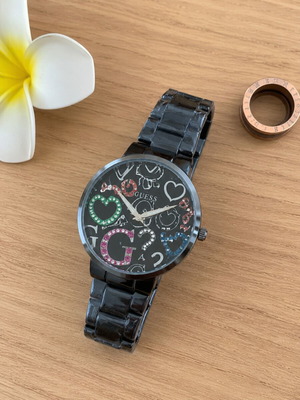 Guess women's black watch with colorful crystals new