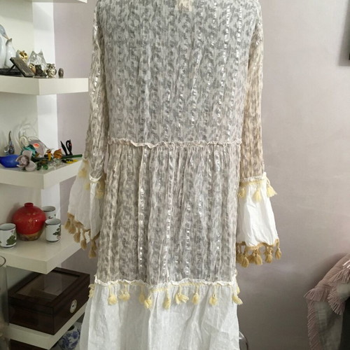 Boho dress tunic with rich embroidery and tassels like new