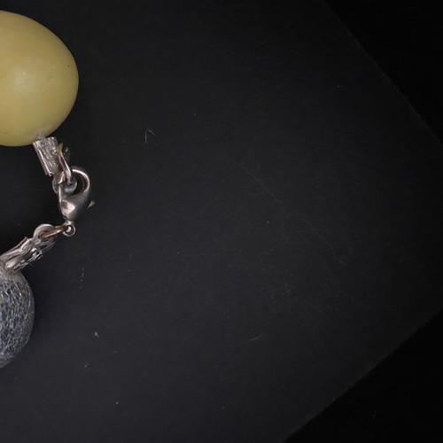 Necklace with round pastel beads and silver detail new