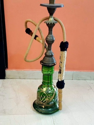 Ναργιλές μεταχειρισμένος 55εκ. από γυαλί και χαλκό διακοσμητικό