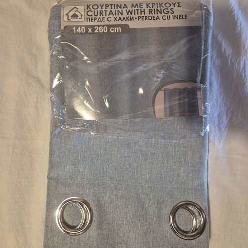 Curtain with rings, blue