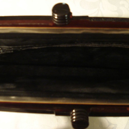 Women's leather clutch used, green