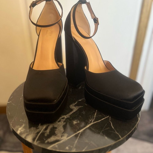 Women's platform pumps new size 41 black with ankle strap