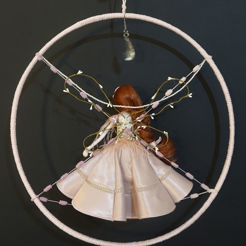 Pink fairy decorative composition new with metal frame