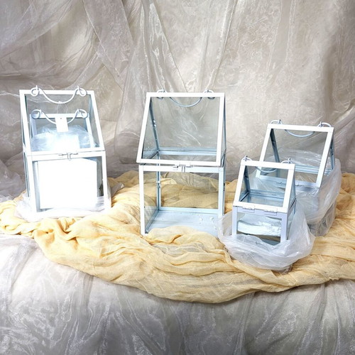 Glass Mini Greenhouses New With White Metal Frame