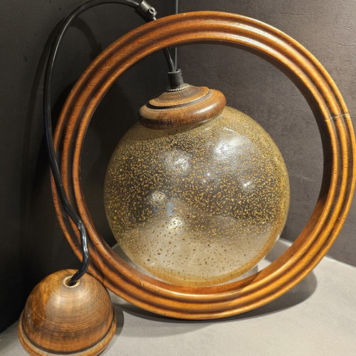 Vintage ring lamp with glass globe MCM like new