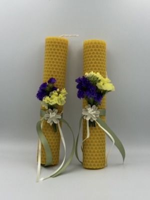 Candles made of natural beeswax with flowers new