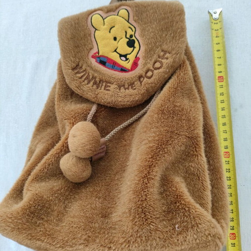 Winnie furry backpack used, brown, Disney, backpack, 30x25cm