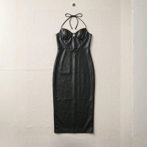 Shein sleeveless leather dress black like new size L