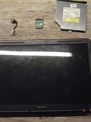 Compaq Presario CQ70 laptop parts used, screen, DVD drive, power plug, SATA adapter