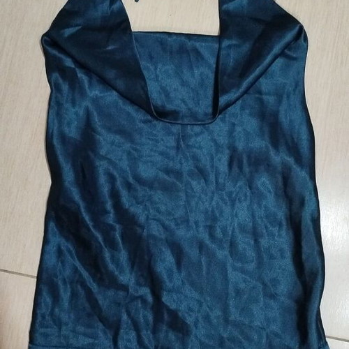 Satin blouse with neck tie like new, blue