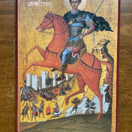 Εικόνα Αγίου Δημητρίου ξύλινη χειροποίητη με χρυσές λεπτομέρειες άριστη κατάσταση