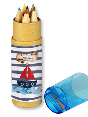Nautical colored pencils new, 10 pcs with name in kraft box