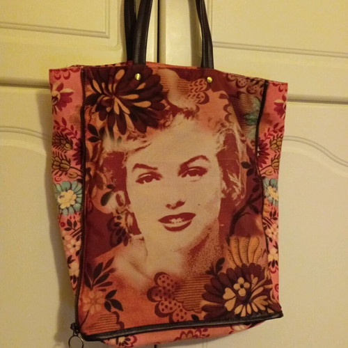 Flower shoulder handbag used, red and pink