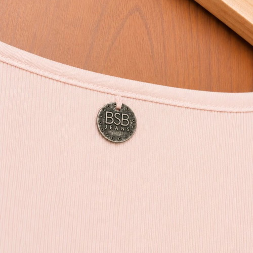 BSB Ribbed Blouse L New, Soft Pink-Apricot