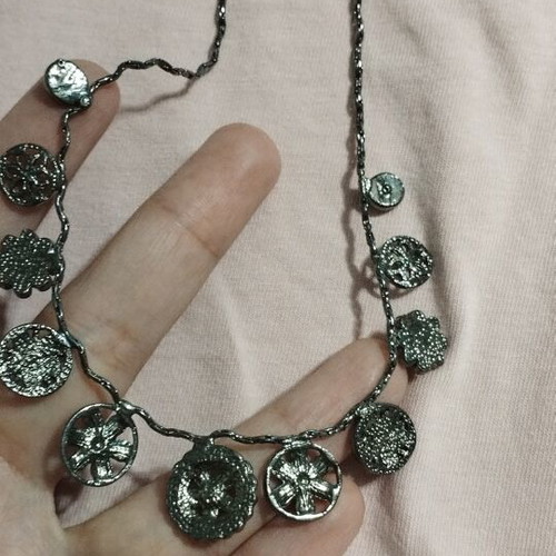 Vintage necklace with rhinestones and black pendants, like new