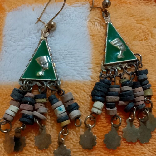 Vintage necklace with earrings used, Ancient Egypt theme