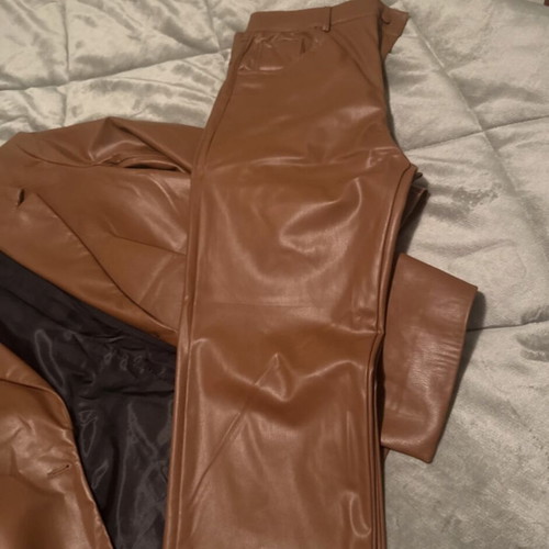 Zara faux leather suit brown like new