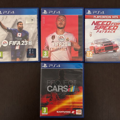 Logitech G29 steering wheel with PlayStation 4 Slim console, 2 controllers, 4 games used