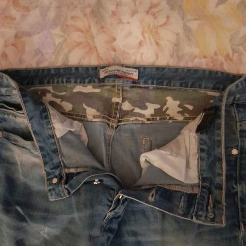Men's jeans with rips used, size 52, blue