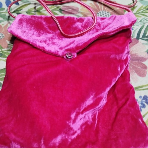 Velvet crossbody bag pink, new handmade design