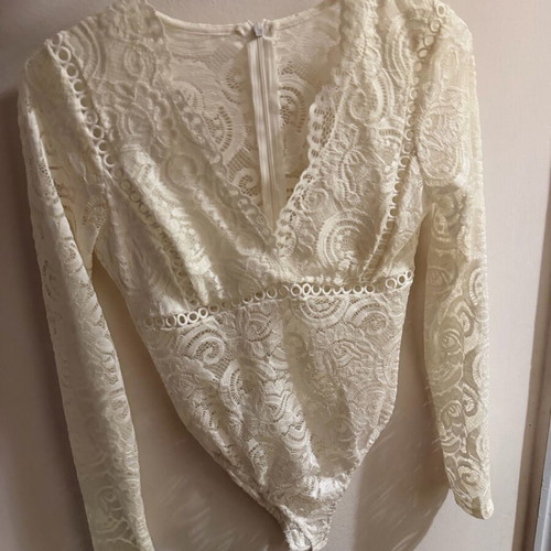 Lace bodysuit new, white, one size