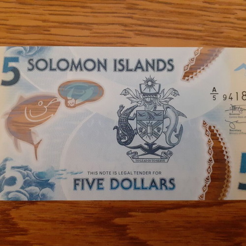 Solomon Islands 5 Dollars 2022 New Polymer Banknote