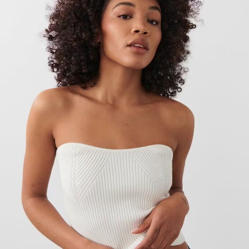 Gina Tricot crop top white like new ribbed knit