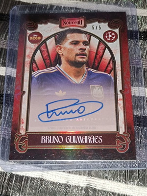 Topps Deco UEFA Bruno Guimarães autograph card like new, numbered 5/5